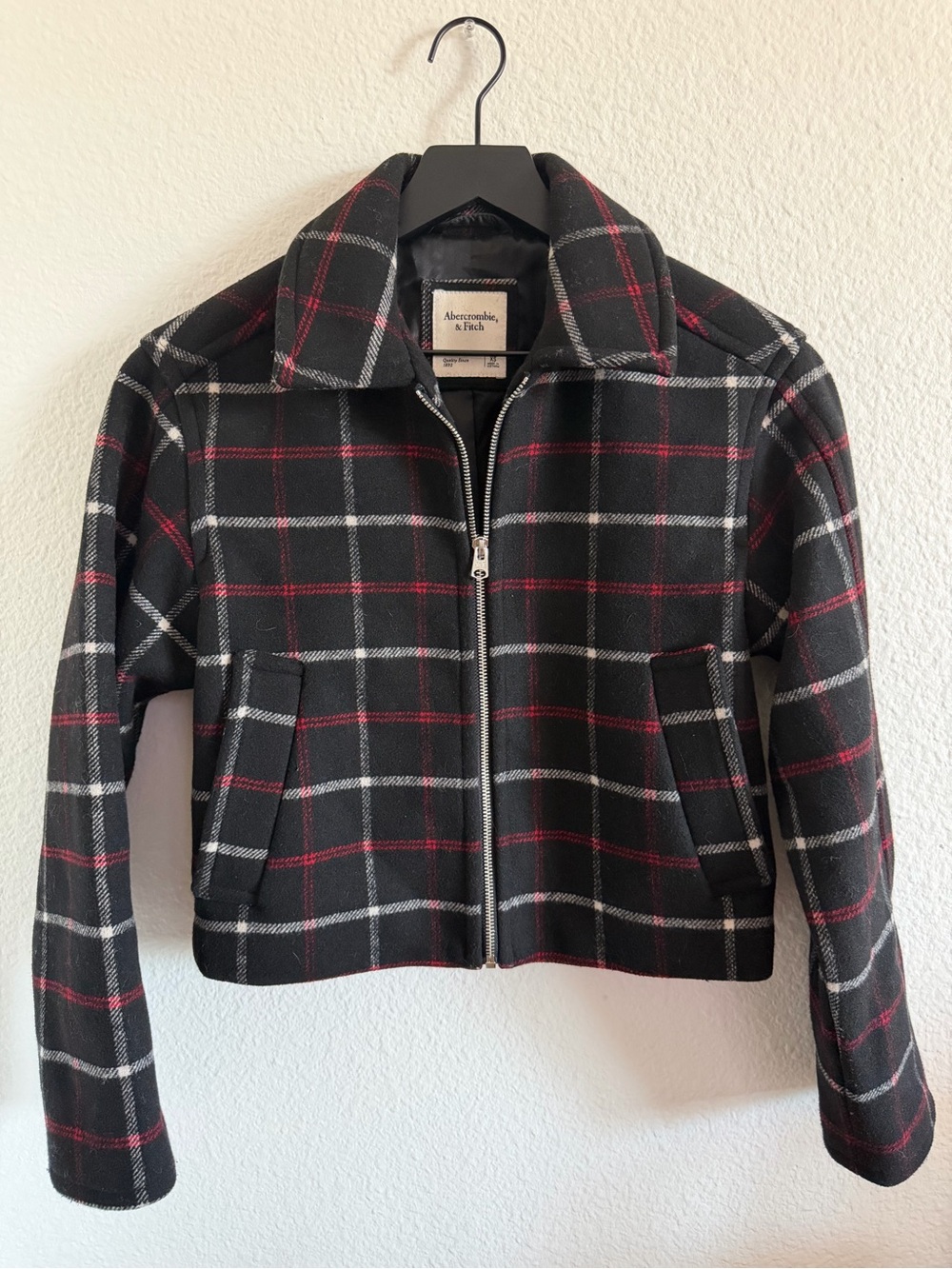 abercrombie & fitch plaid zip jacket